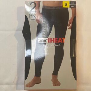 32 Degrees Men's Black Base Layer Pants 2-Pack